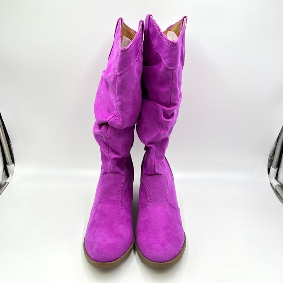 Qupid Womens Size 6 Fuchsia Pink Vegan Suede Western Style Boots - Picture 2 of 11